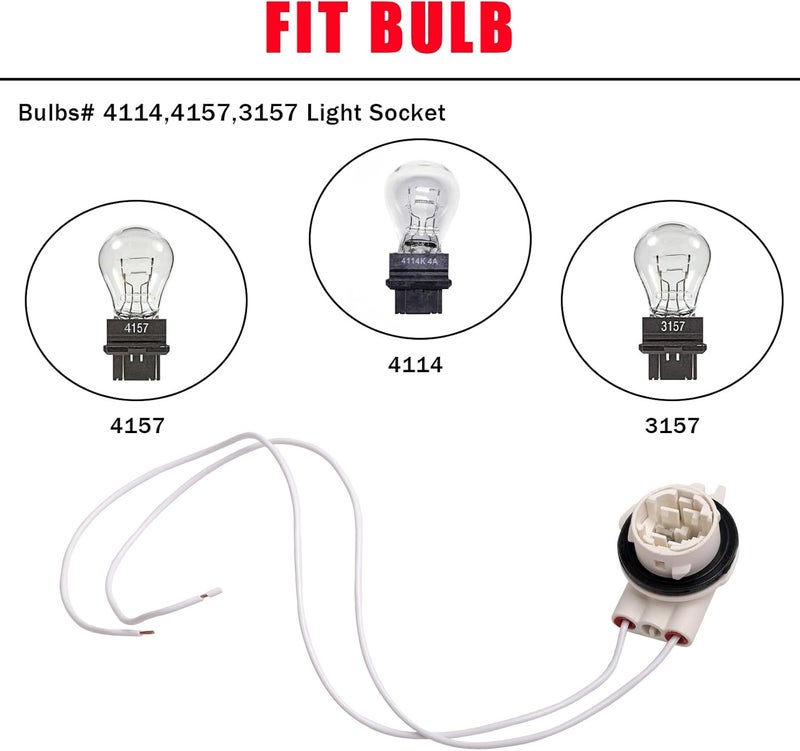 VASTAUTO Light Socket Wire Harness Pigtail Repair Kit LED Standard, Bulbs# 4114,4157,3157,Replaces# 19258649, LS94,645-607,Turn Signal Lamp Socket,Daytime Running Light Socket,Brake Light Socket(2Pcs) - Image 4